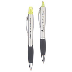 AbilityOne 7520016205405 SKILCRAFT Rite-N-Lite Deluxe, Fluorescent Yellow/Black Ink, Chisel/Conical Tips, Silver/Black Barrel, 2/Pack