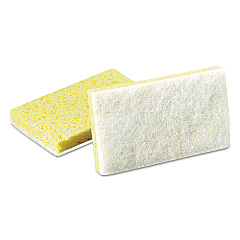 Scotch-Brite PROFESSIONAL Light-Duty Scrubbing Sponge, #63, 3.6 x 6.1, 0.7" Thick, Yellow/White, 20/Carton (08251)