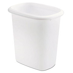 Open-top Wastebasket, 6 Qt, Plastic, White, 6/carton