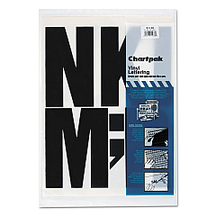 Chartpak Press-On Vinyl Uppercase Letters, Self Adhesive, Black, 6"h, 38/Pack (01184)