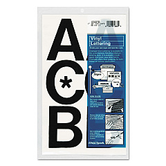 Chartpak Press-On Vinyl Uppercase Letters, Self Adhesive, Black, 3"h, 50/Pack (01070)