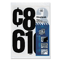 Chartpak Press-On Vinyl Numbers, Self Adhesive, Black, 6"h, 21/Pack (01198)