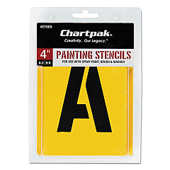Chartpak Professional Lettering Stencils, Painting Stencil Set, A-Z Set/0-9, 4", Manila, 35/Set (01565)