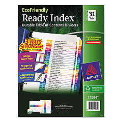 Avery Customizable Table of Contents Ready Index Dividers with Multicolor Tabs, 31-Tab, 1 to 31, 11 x 8.5, White, 1 Set (11084)