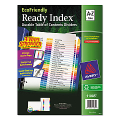 Avery Customizable Table of Contents Ready Index Dividers with Multicolor Tabs, 26-Tab, A to Z, 11 x 8.5, White, 1 Set (11085)
