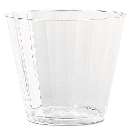 WNA Classic Crystal Plastic Tumblers, 9 oz, Clear, Fluted, Squat, 20/Pack, 12 Packs/Carton (CC9240)