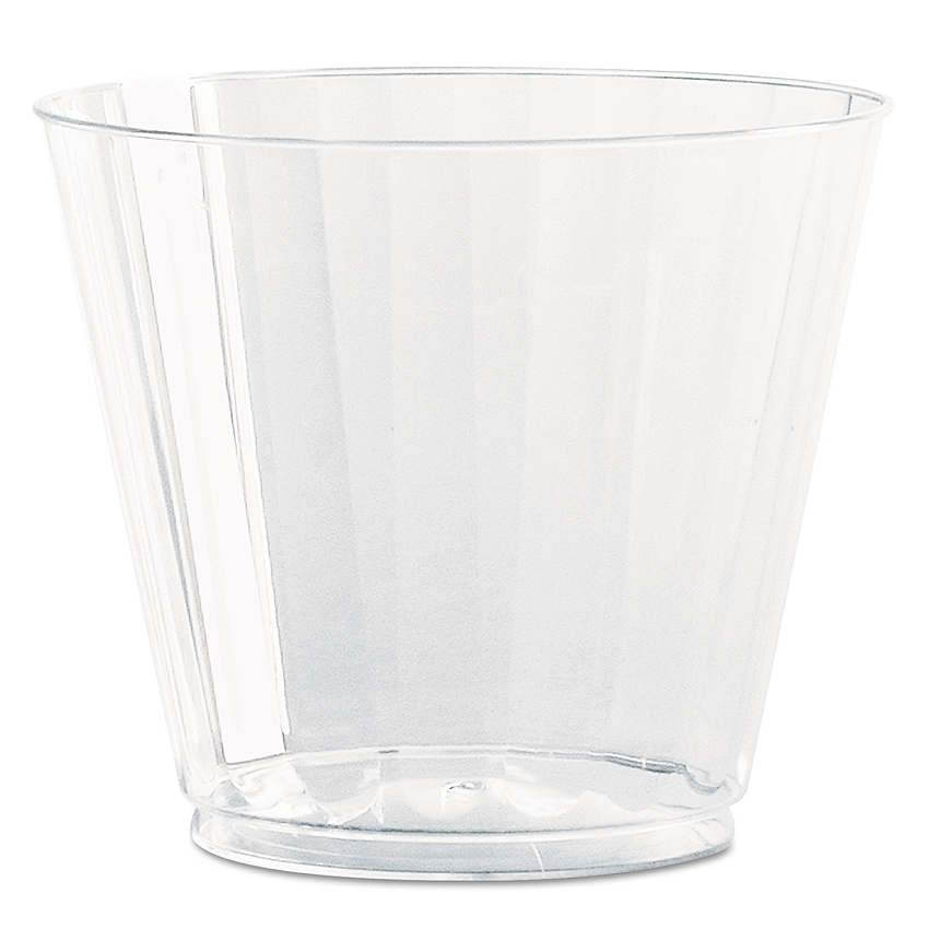 WNA Classic Crystal Plastic Tumblers, 9 oz, Clear, Fluted, Squat, 20/Pack, 12 Packs/Carton (CC9240)