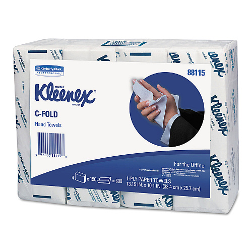 Kleenex C-Fold Paper Towels for Business, Absorbency Pockets, 10.13 x 13.15, White, 150/Pack, 16/Carton (88115)