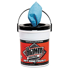 Brawny Professional Wet Hand Towels, 1-Ply, 8.6 x 12.2, Fresh Scent, Blue, 84/Pail, 6/Carton (21501)