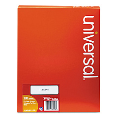Universal White Labels, Inkjet/Laser Printers, 1.33 x 4, White, 14/Sheet, 100 Sheets/Box (80106)