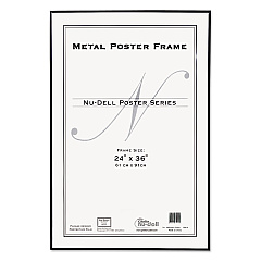 NuDell Metal Poster Frame, Plastic Face, 24 x 36, Black (31242)
