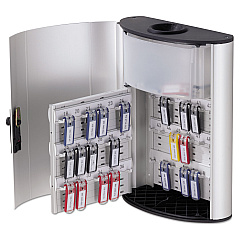 Durable Key Box Plus, 54-Key, Brushed Aluminum, Silver, 11 3/4 x 4 5/8 x 15 3/4 (196823)