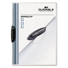 Durable Swingclip Clear Report Cover, Swing Clip, 8.5 x 11, Black Clip, 25/Box (226301)