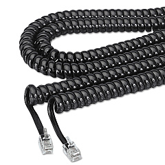 Softalk Coiled Phone Cord, Plug/Plug, 25 ft., Black (42261)