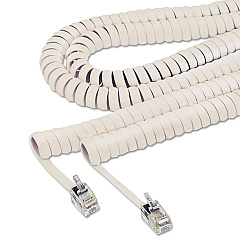 Softalk Coiled Phone Cord, Plug/Plug, 25 ft., Beige (42260)