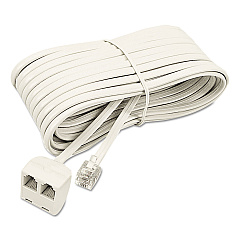 Softalk Telephone Extension Cord, Plug/Dual Jack, 25 ft., Almond (04130)