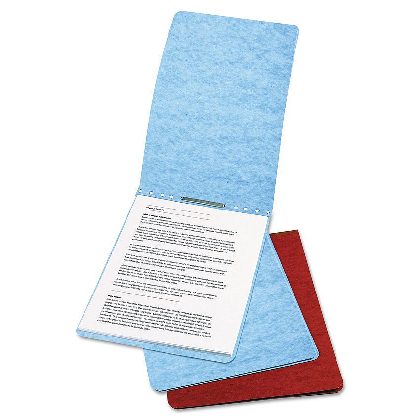 ACCO PRESSTEX Report Cover with Tyvek Reinforced Hinge, Top Bound, Two-Piece Prong Fastener, 2" Capacity, 8.5 x 11, Red/Red (17028)