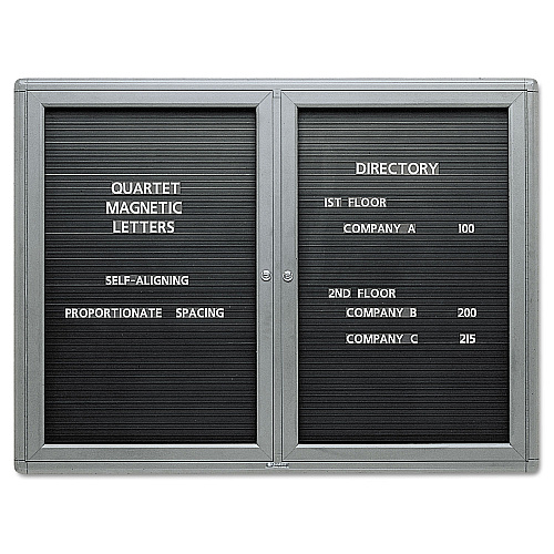 Quartet Enclosed Magnetic Directory, 48 x 36, Black Surface, Graphite Aluminum Frame (2964LM)