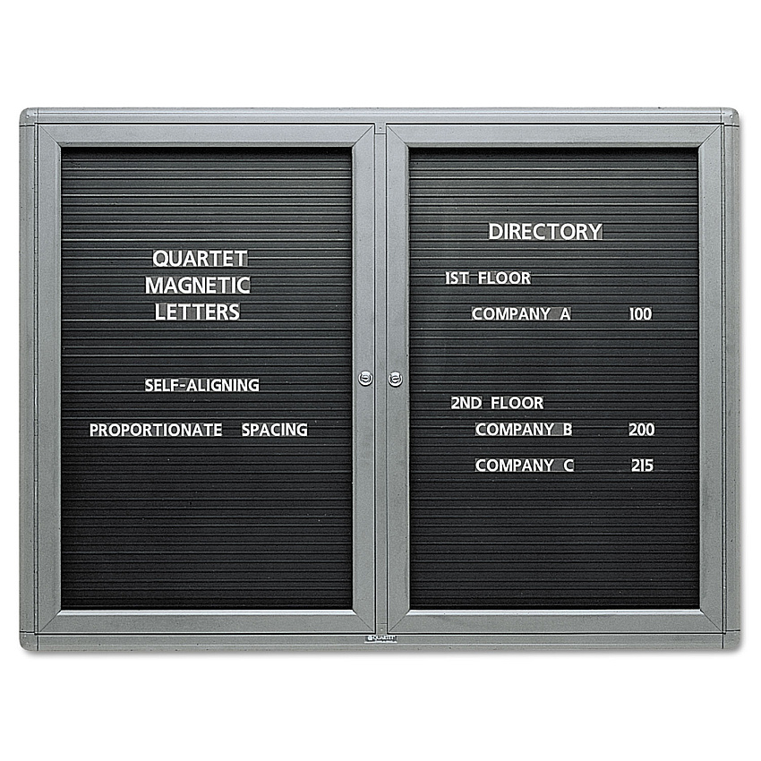 Quartet Enclosed Magnetic Directory, 48 x 36, Black Surface, Graphite Aluminum Frame (2964LM)