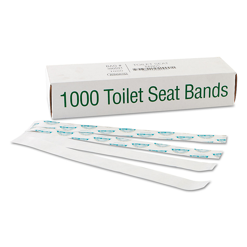 Bagcraft Sani/Shield Printed Toilet Seat Band, 16 x 1.5, Deep Blue/White, 1,000/Carton (300591)