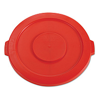 Rubbermaid Commercial Round Flat Top Lid, for 32 gal Round BRUTE Containers, 22.25" diameter, Red (2631RED)