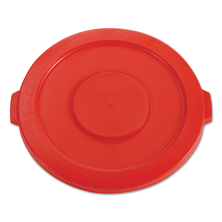 Rubbermaid Commercial Round Flat Top Lid, for 32 gal Round BRUTE Containers, 22.25" diameter, Red (2631RED)