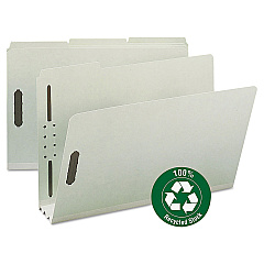 Smead 100% Recycled Pressboard Fastener Folders, Legal Size, 3" Expansion, Gray-Green, 25/Box (20005)