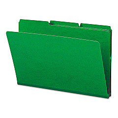 Smead Expanding Recycled Heavy Pressboard Folders, 1/3-Cut Tabs: Assorted, Legal Size, 1" Expansion, Green, 25/Box (22546)