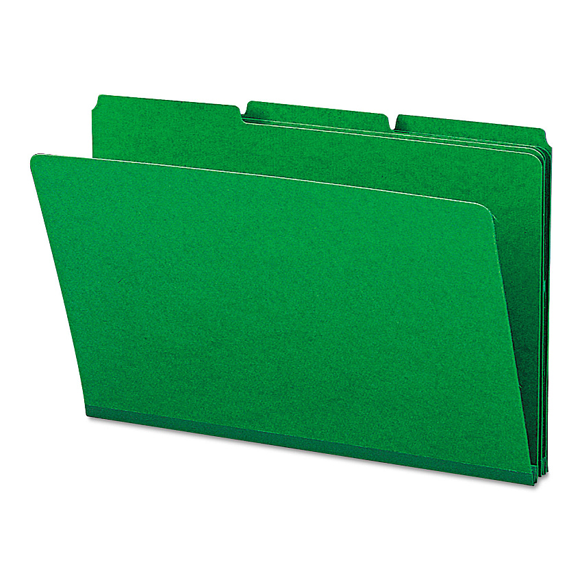 Smead Expanding Recycled Heavy Pressboard Folders, 1/3-Cut Tabs: Assorted, Legal Size, 1" Expansion, Green, 25/Box (22546)