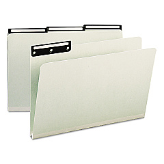 Smead Recycled Heavy Pressboard File Folders with Insertable 1/3-Cut Metal Tabs, Legal Size, 1" Expansion, Gray-Green, 25/Box (18430)