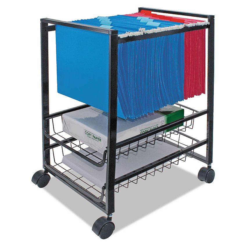 Advantus Mobile File Cart w/Sliding Baskets, 12.88w x 15d x 21.13h, Black (34075)