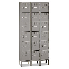 Tennsco Box Compartments with Legs, Triple Stack, 36w x 18d x 78h, Medium Gray (BS61218123MG)