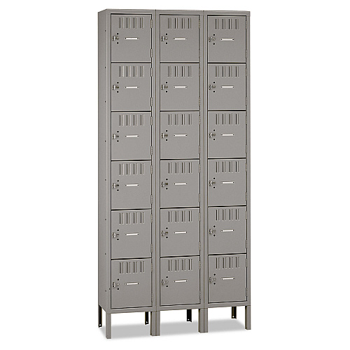 Tennsco Box Compartments with Legs, Triple Stack, 36w x 18d x 78h, Medium Gray (BS61218123MG)