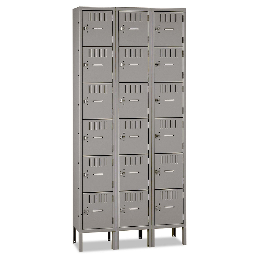 Tennsco Box Compartments with Legs, Triple Stack, 36w x 18d x 78h, Medium Gray (BS61218123MG)