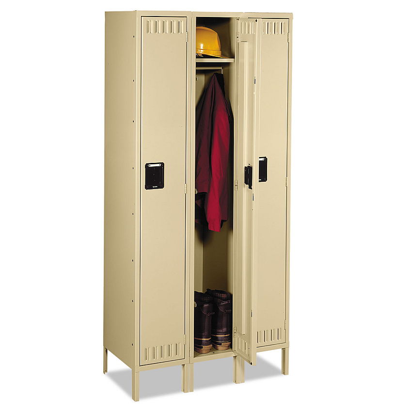 Tennsco Single Tier Locker with Legs, Three Units, 36w x 18d x 78h, Sand (STS1218723SD)