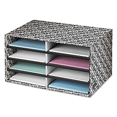 Bankers Box Decorative Sorter, 8 Letter Sections, 19 1/2 x 12 3/8 x 10 1/4, BK/WE Brocade (6171301)