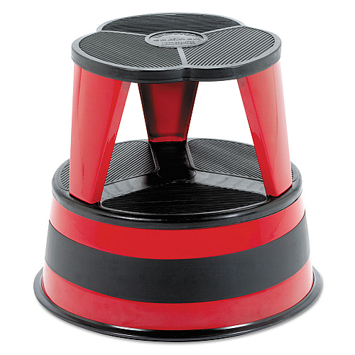 Cramer Kik-Step Steel Step Stool, 2-Step, 350 lb Capacity, 16" dia. x 14.25h, Red (100143)