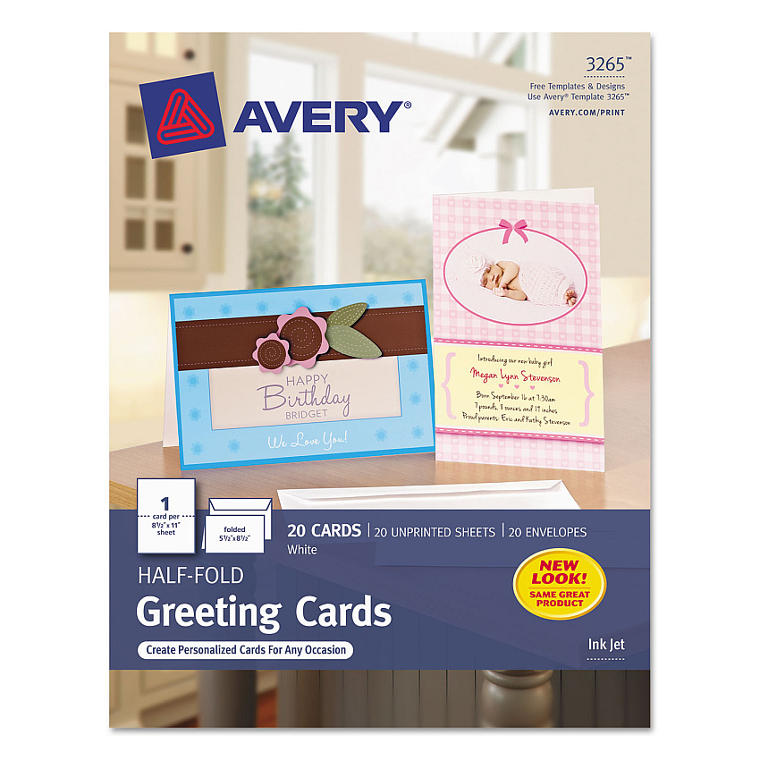 Avery 3265 Greeting Cards with Matching Envelopes