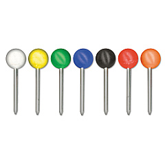 Advantus Map Tacks, Plastic, Assorted, 3/8", 100/Box (MTA)