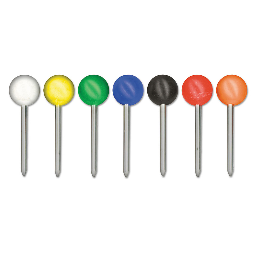 Advantus Map Tacks, Plastic, Assorted, 3/8", 100/Box (MTA)
