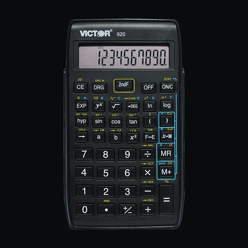 Victor 920 Compact Scientific Calculator with Hinged Case, 10-Digit LCD