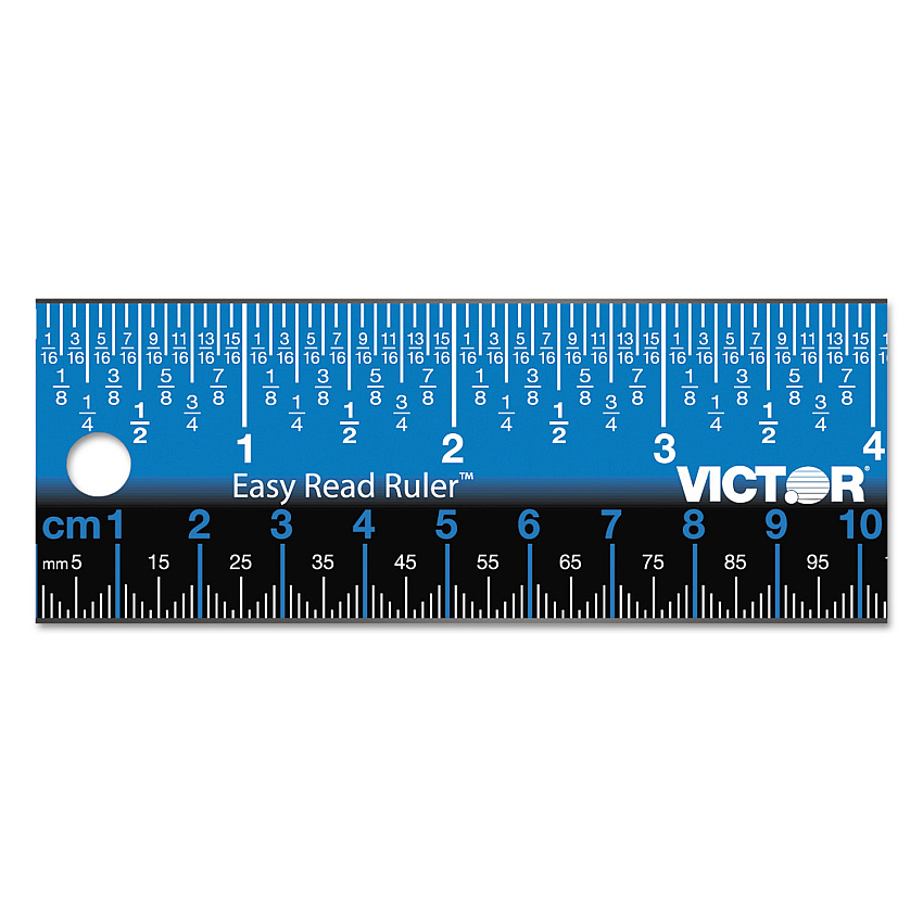 Victor Easy Read Stainless Steel Ruler, Standard/Metric, 18".25 Long, Blue (EZ18SBL)
