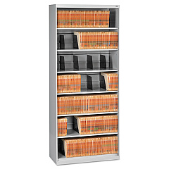Tennsco Fixed Shelf Open-Format Lateral File for End-Tab Folders, 7 Legal/Letter File Shelves, Light Gray, 36" x 16.5" x 87" (FS370LGY)