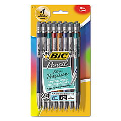BIC Xtra-Precision Mechanical Pencil Value Pack, 0.5 mm, HB (#2.5), Black Lead, Assorted Barrel Colors, 24/Pack (MPLMFP241)
