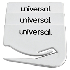 Universal Letter Slitter Hand Letter Opener w/Concealed Blade, 2 1/2", White, 3/Pack (UNV31803)