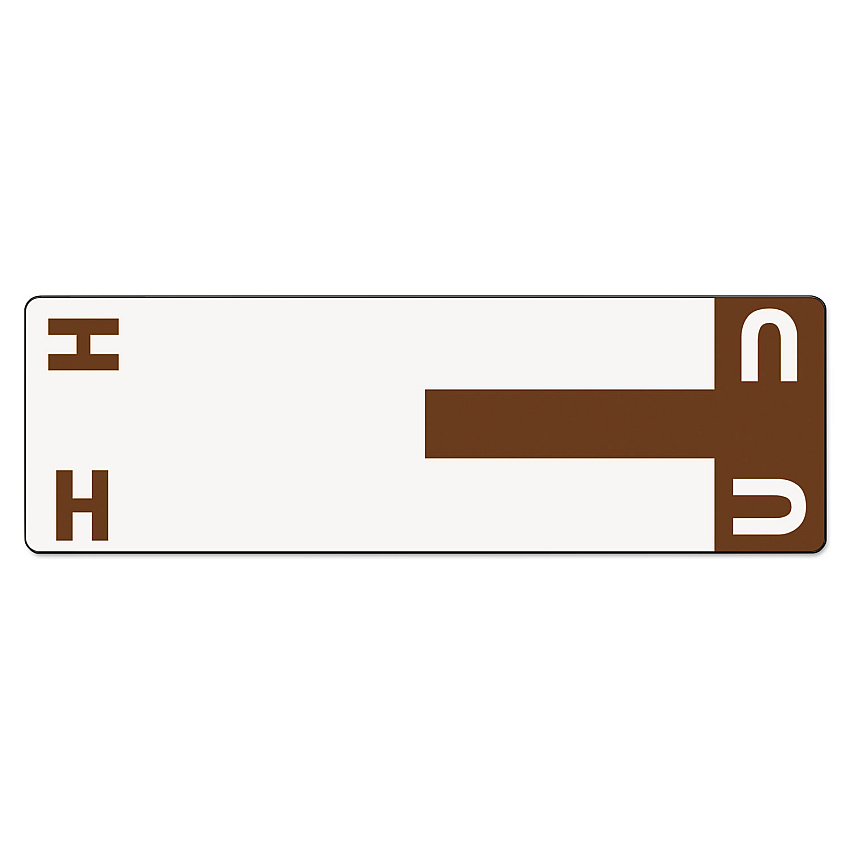 Smead AlphaZ Color-Coded First Letter Combo Alpha Labels, H/U, 1.16 x 3.63, Dark Brown/White, 5/Sheet, 20 Sheets/Pack (67159)