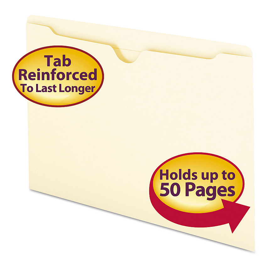 Smead Manila File Jackets, 2-Ply Straight Tab, Legal Size, Manila, 100/Box (76500)