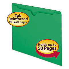 Smead Colored File Jackets with Reinforced Double-Ply Tab, Straight Tab, Letter Size, Green, 100/Box (75503)