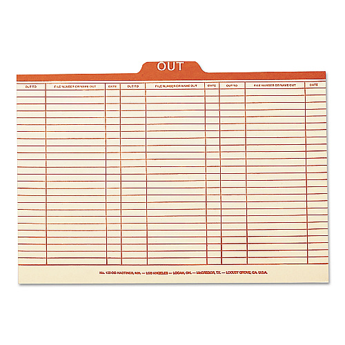 Smead Manila Out Guides, Printed Form Style, 1/5-Cut Top Tab, Out, 8.5 x 14, Manila, 100/Box (53910)