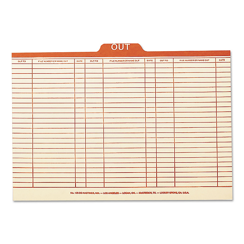 Smead Manila Out Guides, Printed Form Style, 1/5-Cut Top Tab, Out, 8.5 x 14, Manila, 100/Box (53910)
